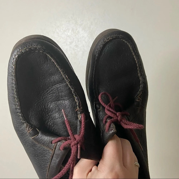 NOMADS Leather Loafer Arch Preserver Shoe Size 9.5 Wide Maroon Lace Up Preppy - Picture 10 of 15